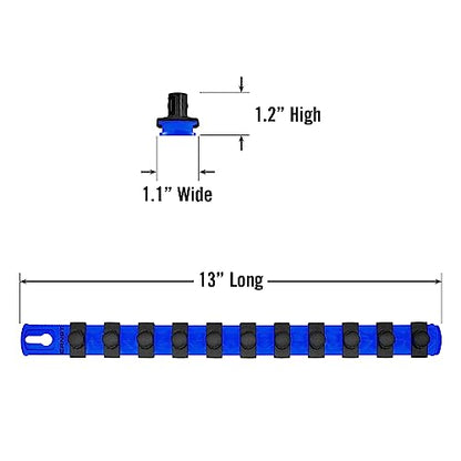 Ernst Manufacturing - 8419-Blue-1/2 13-Inch Socket Organizer with 11 1/2-Inch Twist Lock Clips, Blue - color: Blue, size: 1/2-Inch Twist Clips, style: 13-Inch