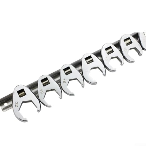 FABULETTA 10-Piece Crowfoot Wrench Set 3/8 Drive, Metric Flare Nut Spanner Kit 10mm to 22mm, Carbon Steel Open End Wrenches for Tight Space Bolt Loosening and Automotive Hydraulic Line Work