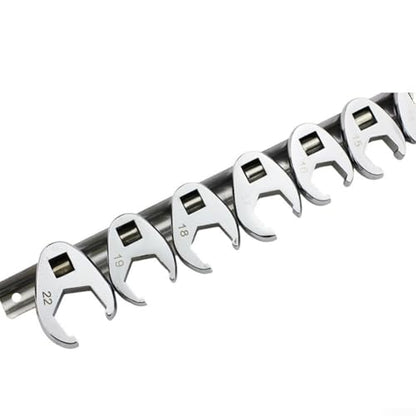 FABULETTA 10-Piece Crowfoot Wrench Set 3/8 Drive, Metric Flare Nut Spanner Kit 10mm to 22mm, Carbon Steel Open End Wrenches for Tight Space Bolt Loosening and Automotive Hydraulic Line Work