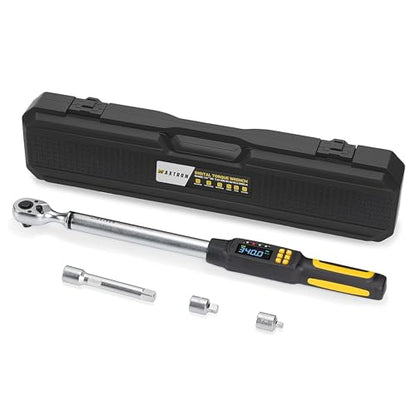Digital Torque Wrench Set, 1/2 Inch Driver Torque Wrench with Socket Adapter and Extension Bar, 12.5-250 ft-lb (17-340 Nm), ±2% Accuracy, 72-Tooth, for Automotive Truck Car Motorcycle - size: 1/2" 340Nm