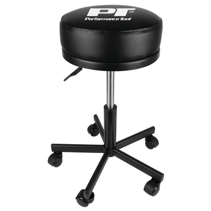 Performance Tool W85033 Extra-Thick Big Top Pneumatic Rolling Shop Stool for Mechanic Garages and Workshops, Black, 19x19x18.5-Inches - style: Pneumatic Rolling Shop Stool
