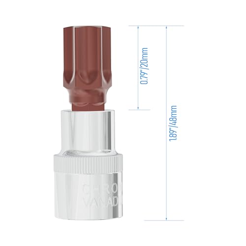 2PCS 3/8" Drive T55 Torx Bit Socket, S2 Steel Bits, Heat Treated CR-V Steel Star Sockets 1.9" Length - size: T55