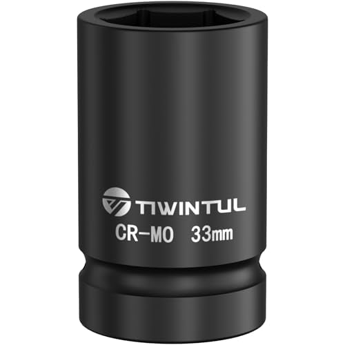 33mm Impact Socket 1" Drive, Deep 6 Point Design, CR-MO for Truck, | ANSI Certified, Heavy Duty 33mm Socket 1 Inch Drive for Bus, Trailer & Farm Machinery Maintenance - size: 33mm(1 PCS)