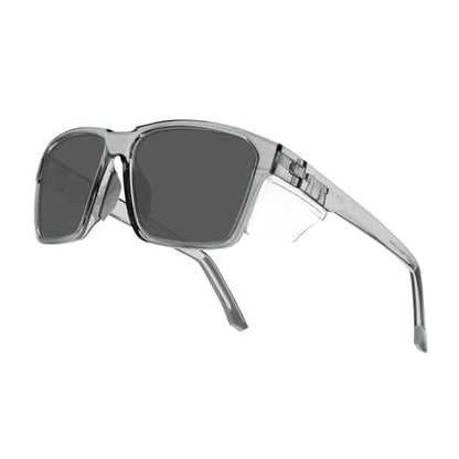 VETRA Z87+ Certified Safety Glasses HD High Contrast UV400 Side Shield Anti-Oil Coating Stylish Eyewear - color: Steel Mist