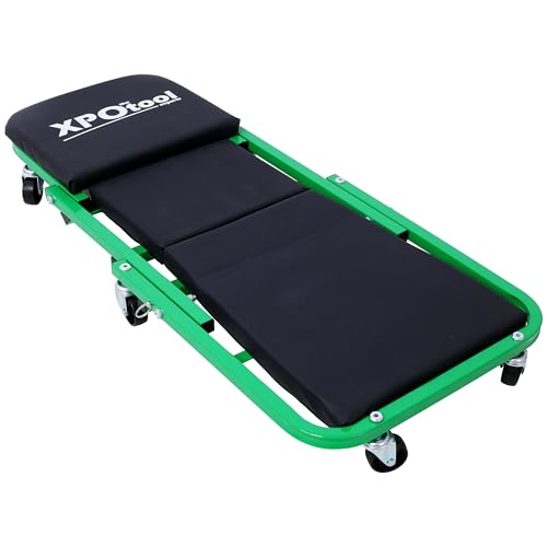 Mechanic Creeper, Garage Gift, 36" Z Creeper Seat, 2 in 1 Mechanic Gifts, 300 lbs Capacity, Low Profile Creeper with 6 pcs Wheels in Garage (Green+Black) - color: Green+Black