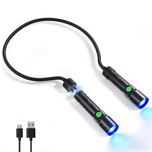CLAKAP LED Neck Light, 1800 Lumens Bright Rechargeable Neck Flashlight with Magnetic Base, Detachable Hands Free Mechanic Work Lights Lamp for Reading