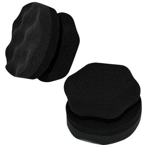 2 Pack Large Tire Hex Tire Shine Applicator Pads (Black) | Durable and Reusable Grip Applicator, For Tire Polishing Car Cleaning - color: Black