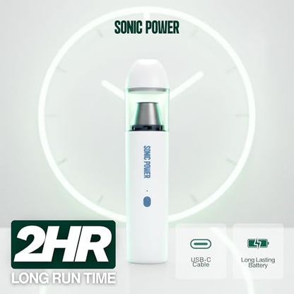 SonicPower Portable Cordless Car Vacuum, 15000Pa High Suction Handheld Vacuum Cleaner, 2-in-1 Vacuum & Blower, with 4 Attachments & Portable Storage Bag for Car, Home, Pet & Office (White & Blue) | Rechargeable Mini Handheld Vacuum with Attachments, Model