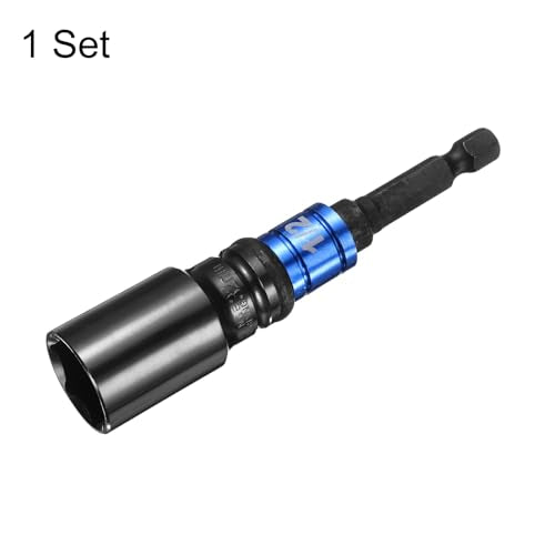 HARFINGTON Deep 6-Point Impact Socket 1/2" Drive 32mm Metric Socket 3" Length with 1/4" Hex Shank Adapter, CR-V Steel Socket Adapter Accessory Tool Set Kit for Hex Bolts Nuts - size: 32mm