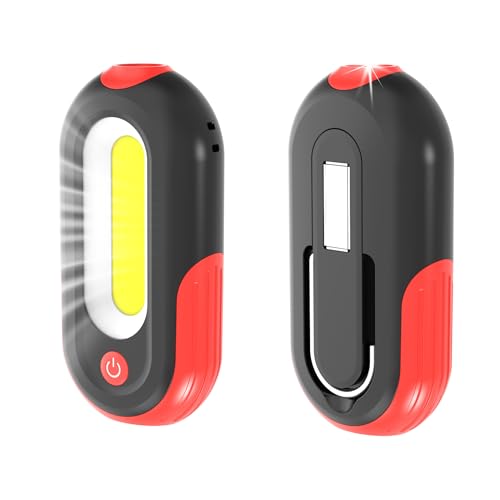 Magnetic Work Light Rechargeable, 400LM Mini LED Work Light with COB Dual Light Source, 5 Modes, USB-C Portable Flashlight with Magnets & Hook for Car Repair, Garage, Camping, Emergency (2 Pack)