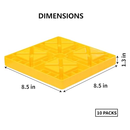 Homeon Wheels 10 Packs Rv/Camper Leveling Blocks, Chocks Anti-Slip Pads Design Include Camper Levelers and Carrying Bag for Camper Travel Trailer - Yellow - color: Yellow