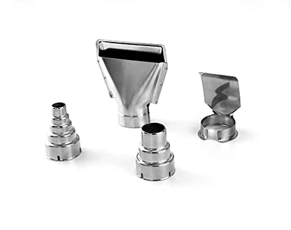 QWORK® 4 PCS Heat Gun Nozzles Kits Stainless Steel Reflector Nozzle Hot Air Gun Soldering Station Nozzle Tool