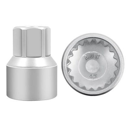 ABC-65 19Pt Outer Ring 2mm Wheel Locking Nut Key for Porsche VW | Wheel Lock Nut Socket Adapter, Anti-Theft Lug Nut Removal Tool, Anti-Theft Screw Remover, Repair Tool, Tyre Fitting, garage - color: ABC-65 Outer ring thickness: 2mm