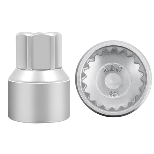 ABC-65 19Pt Outer Ring 2mm Wheel Locking Nut Key for Porsche VW | Wheel Lock Nut Socket Adapter, Anti-Theft Lug Nut Removal Tool, Anti-Theft Screw Remover, Repair Tool, Tyre Fitting, garage - color: ABC-65 Outer ring thickness: 2mm