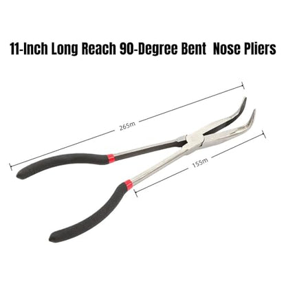 Long Reach Needle Nose Pliers，Extra Long Needle Nose Pliers, 90-Degree Bent Nose Pliers for Hard to Reach Narrow Spaces