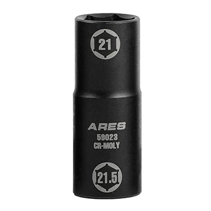 ARES 59023 21x21.5mm Half Size Lug Nut Flip Socket - 1/2-In Drive | Removes Warped, Damaged & Bloated Chrome Capped Lug Nuts - size: 21 x 21.5mm