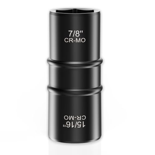 1/2 Inch Drive 7/8" x 15/16" Thin Wall Impact Flip Socket,XEWEA Lug Nut Impact Socket Set Double Ended Thin Wall Nut Sockets CR-MO Twist Removal Tool for Stripped Rusted Bolts - size: 22 mm x 24 mm