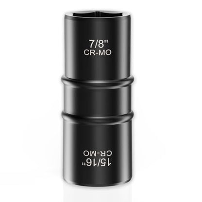 1/2 Inch Drive 7/8" x 15/16" Thin Wall Impact Flip Socket,XEWEA Lug Nut Impact Socket Set Double Ended Thin Wall Nut Sockets CR-MO Twist Removal Tool for Stripped Rusted Bolts - size: 22 mm x 24 mm