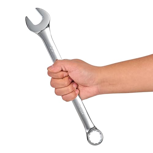 BLACK CANYON Metric 24mm Combination Wrench, 12-Point Box End & Hex Opening Design, Polished Steel - size: 24 mm