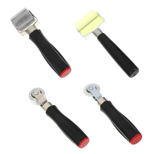 Mobestech 4pcs Tire Repair Roller Tool for Car Interior and Heat Insulation Mat, Plastic Metal Rubber Construction, Avoiding Air Bubbles and Pressing Tire Patches, for Floors and Car Audio