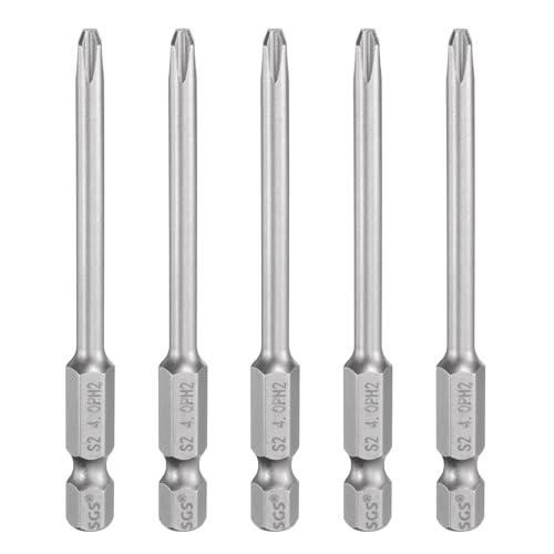 HARFINGTON 5pcs #2 Phillips Screwdriver Bit PH2 1/4" Hex Shank 3" (75mm) Long Magnetic S2 Steel Industrial Grade Screw Driver Bit Cross Head Electric Drill Bits 0.157" (4mm) Rod - size: PH2 x 75mm x 4mm