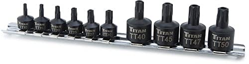 Titan 16143 10-Piece Low Profile Tamper-Resistant Impact Star Bit Socket Set - size: Low Profile Tamper-Resistant Star Impact