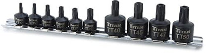 Titan 16143 10-Piece Low Profile Tamper-Resistant Impact Star Bit Socket Set - size: Low Profile Tamper-Resistant Star Impact