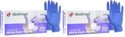 Dealmed Medical Exam Gloves – 200 Count Large Nitrile Gloves, Disposable, Non-Irritating Latex Free, Multi-Purpose Use for a First Aid Kit and Medical Facilities (Pack of 2) - color: Purple (Pack of 1), size: Large (Pack of 400)