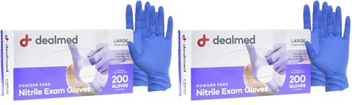 Dealmed Medical Exam Gloves – 200 Count Large Nitrile Gloves, Disposable, Non-Irritating Latex Free, Multi-Purpose Use for a First Aid Kit and Medical Facilities (Pack of 2) - color: Purple (Pack of 1), size: Large (Pack of 400)