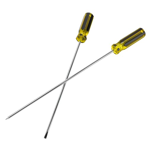 6 Pcs Long Screwdriver Set, 15.5 Inches Long Slotted Screwdriver and Phillips Screwdriver, Magnetic Long Skinny Screwdrivers with Cushioned Handle