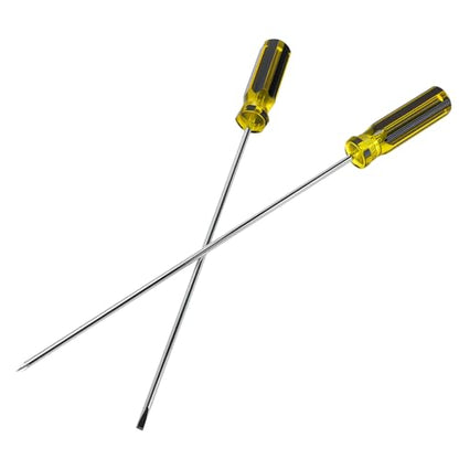 6 Pcs Long Screwdriver Set, 15.5 Inches Long Slotted Screwdriver and Phillips Screwdriver, Magnetic Long Skinny Screwdrivers with Cushioned Handle