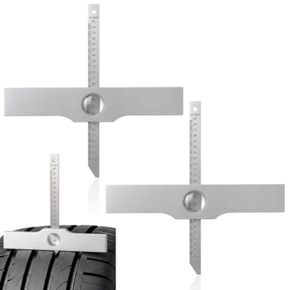 Hicarer 2 Pack 7 Inch Tire Tread Depth Gauge, Aluminum Mechanical Tire Tread Measurement Tool for Auto Repair Shops, Fleet Maintenance, Used Vehicle Inspection, Heavy Duty Tire-Depth Checker