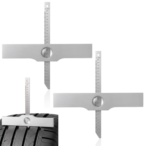 Hicarer 2 Pack 7 Inch Tire Tread Depth Gauge, Aluminum Mechanical Tire Tread Measurement Tool for Auto Repair Shops, Fleet Maintenance, Used Vehicle Inspection, Heavy Duty Tire-Depth Checker