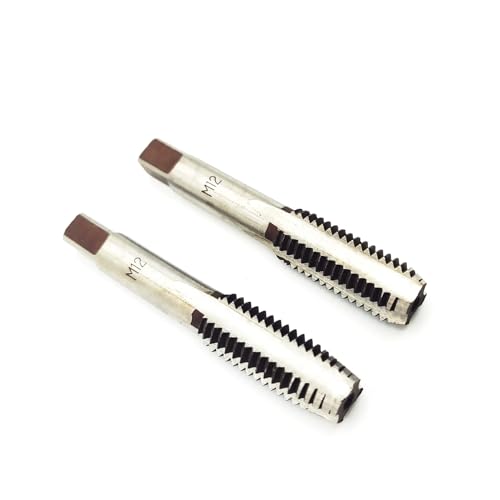 AtticZone M12 x 1.75 Metric Hand Thread Tap, Right Hand, Alloy Tool Steel, 1 Taper Tap, 1 Plug Tap for Metal Working DIY Industrial - size: M12x1.75