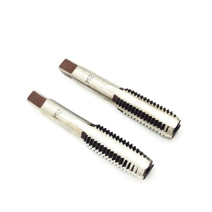 AtticZone M12 x 1.75 Metric Hand Thread Tap, Right Hand, Alloy Tool Steel, 1 Taper Tap, 1 Plug Tap for Metal Working DIY Industrial - size: M12x1.75