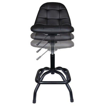 Performance Tool W85031 Pneumatic High Back Adjustable Swivel Bar Stool with Back Support for Home, Bar, and Shop, Black, 26-32-Inches High - style: High Back Pneumatic Shop Stool