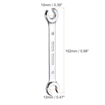 HARFINGTON Flare Nut Metric Wrench 10mm x 12mm CR-V Mirror Polished Chrome Plating Metric Wrench for DIY Hand-making Automotive Repairs and Household Maintenance - size: 10mm x 12mm