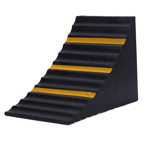 Alomejor Heavy Duty Rubber Wheel Chock 9.8 X 6.3 X 7.5in Rubber Wheel Stopper with Anti Slip Tread Weather Proof 3 to 5 Ton Tire Block for Car RV Trailer Truck ATV Parking