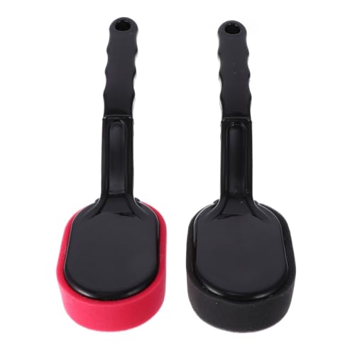 Outanaya 2pcs Car Tire Waxing Brush and Polishing Sponge Applicator Set, Colored Wax Pads for Auto Wheel Cleaning and Tire Shine Detailing Tools