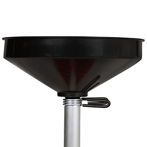 ZEELINE BY MILTON ZE8DC 8-Gallon Poly Oil Drain, Adjustable Height 48-71 in., Rolling Waste Oil Drain with Funnel Screen, 4 Swivel Casters for Oil, Coolant & Transmission Fluid