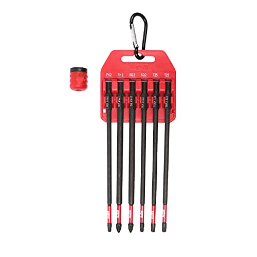 Protorq Long Impact Bit Set, PH2 SQ2 T25, 6-Inch Length, 6-Piece with 1-Piece Magnetizer & demagnetizer - size: 6pc 6 in. PH2 SQ2 T25 with Magnetizer