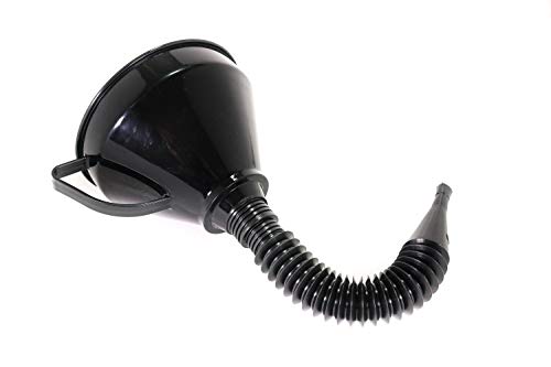Right Angle Flexible Plastic Funnel Set Comes Complete with 2 Detachable Spout Attachments and Filter for Automotive Oil and Household Uses