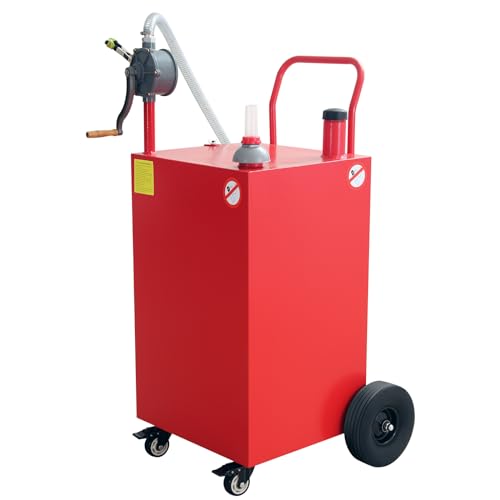 45 Gallon Fuel Caddy, Portable Gas Caddy with Manual Pump, Heavy Duty Gas with 4 Wheels, Diesel Fuel Can for Cars, Lawn Mowers, Trucks, ATVs, Boats ﻿ - color: Red, size: 45 Gallon
