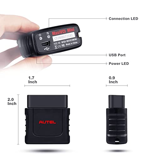 Autel MaxiVCI VCI Mini Wireless Bluetooth Diagnostic Vehicle Communication Interface Connector Compact Auto OBD2 Scanner for MK808BT MK808TS MX808TS MP808TS TS608 MS906S Oil Reset EPB BMS SAS TPMS