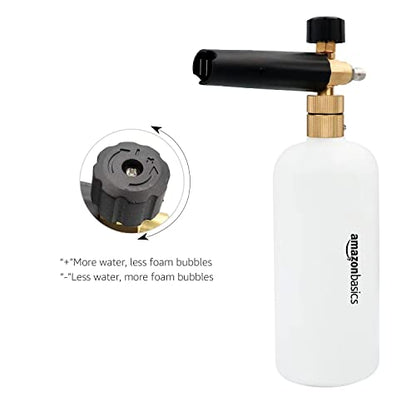 Amazon Basics Foam Cannon with 1/4-Inch Quick Connector for Pressure Washer, Snow Foam Lance for Car Washing, Adjustable Nozzle, 33-Ounce (1 Liter)