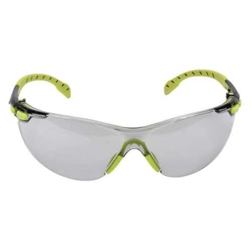 3M Safety Glasses, Solus 1000, S1207SGAF, ANSI Z87, Scotchgard Anti-Fog Lens, Green/Black Frame, Indoor/Outdoor Gray Lens, Padded Temple, Soft Nosebridge, UV Protection, Premium Eye Protection - size: Single, style: Gray I/O Lens, Green/Black Frame
