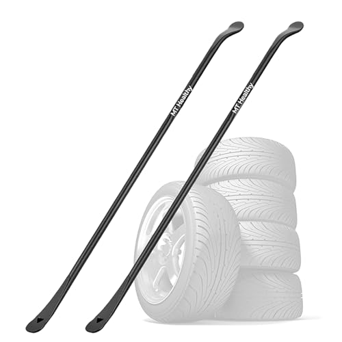 2 Pcs 38" Heavy Duty Tire Bar Forged 40Cr Steel, Semi Truck Tire Changing Tool, Extra Long Tire Iron Spoon for RV Bus Tractor SUV, Black Powder Coated - size: 2 Pcs(38in)