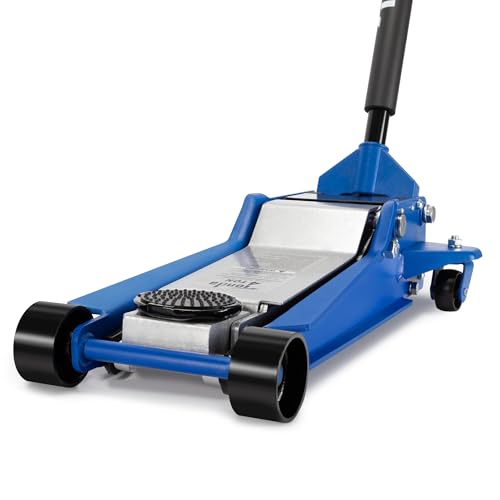 A A IN Hydraulic Low Profile Service/Floor Jack with Dual Piston Quick Lift Pump, 4 Ton (8,000 lb) Capacity, Blue - color: Blue, style: 4 ton