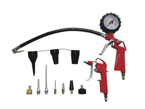 15-Piece Air Compressor Accessory Kit – Pistol Grip Tire Inflator & Blow Gun Set with Quick Connect – Tool Shop Pneumatic Air Tool Kit for Garage, Shop, Auto & Home Use