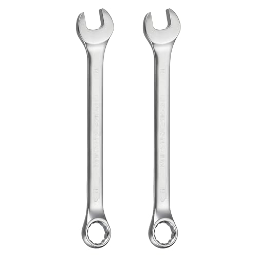 HARFINGTON 2Pcs Metric Combination Wrench 14mm Open End & 15-Degree Offset 12-Point Box End Chrome Vanadium Steel Industrial Grade Double Ended Wrenches Spanners Tools - size: 14mm